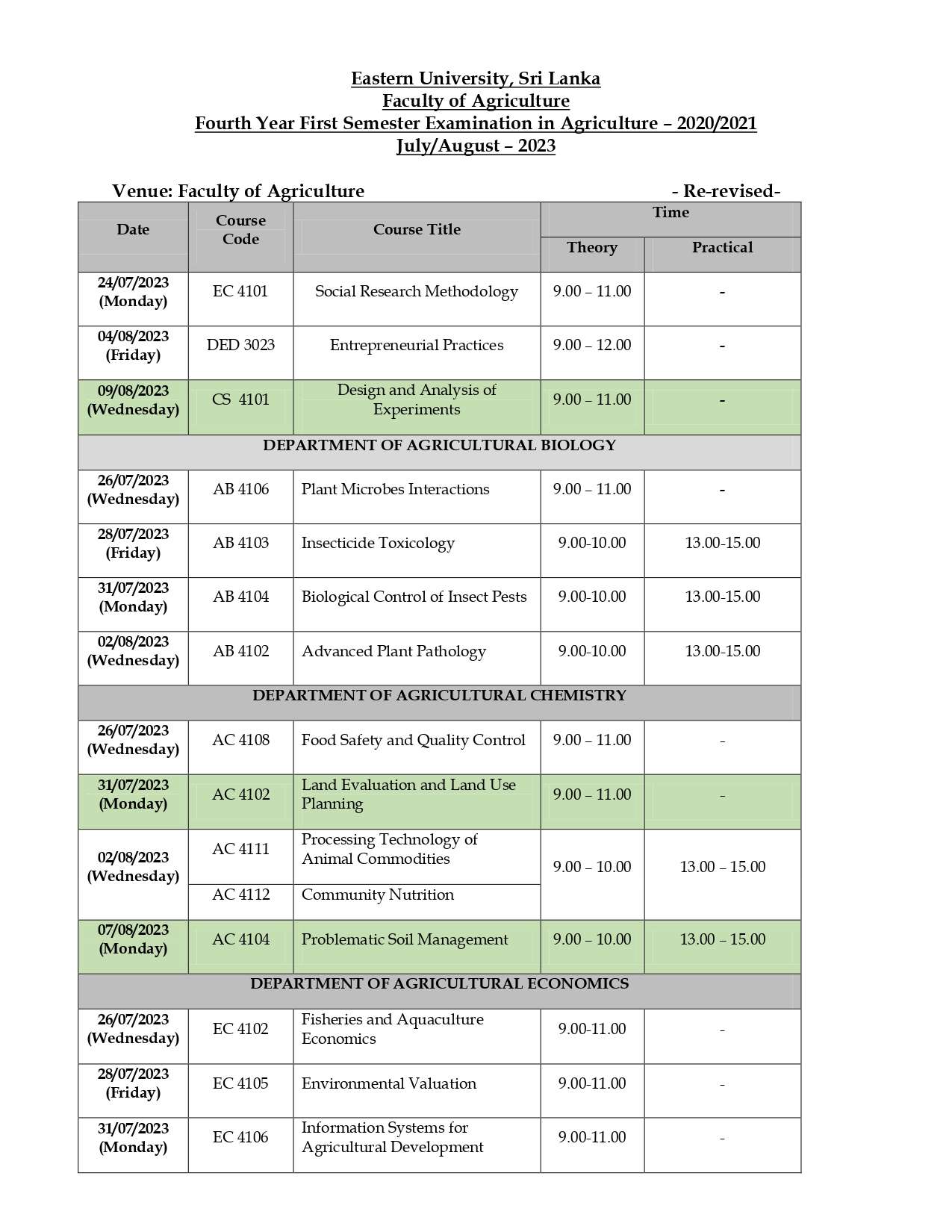 Fourth Year First Semester Examination Timetable - 202021_rerevised version_page-0001.jpg