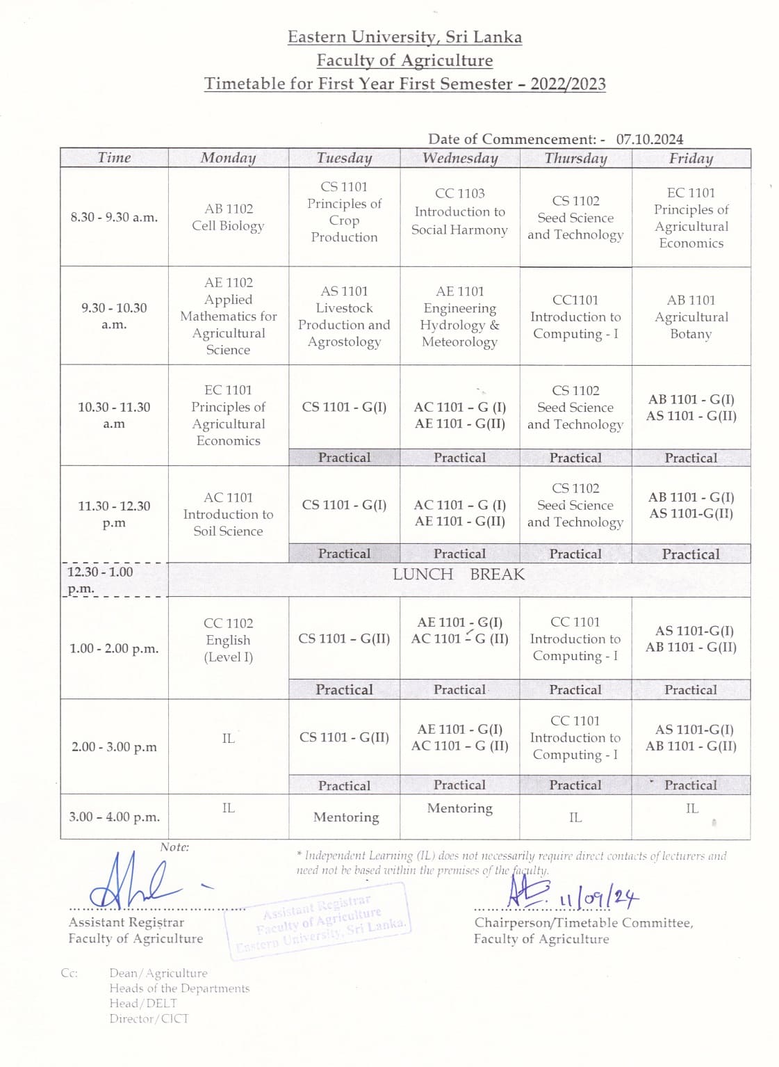  Semester Timetable for 1st Year 1st Semester.jpg