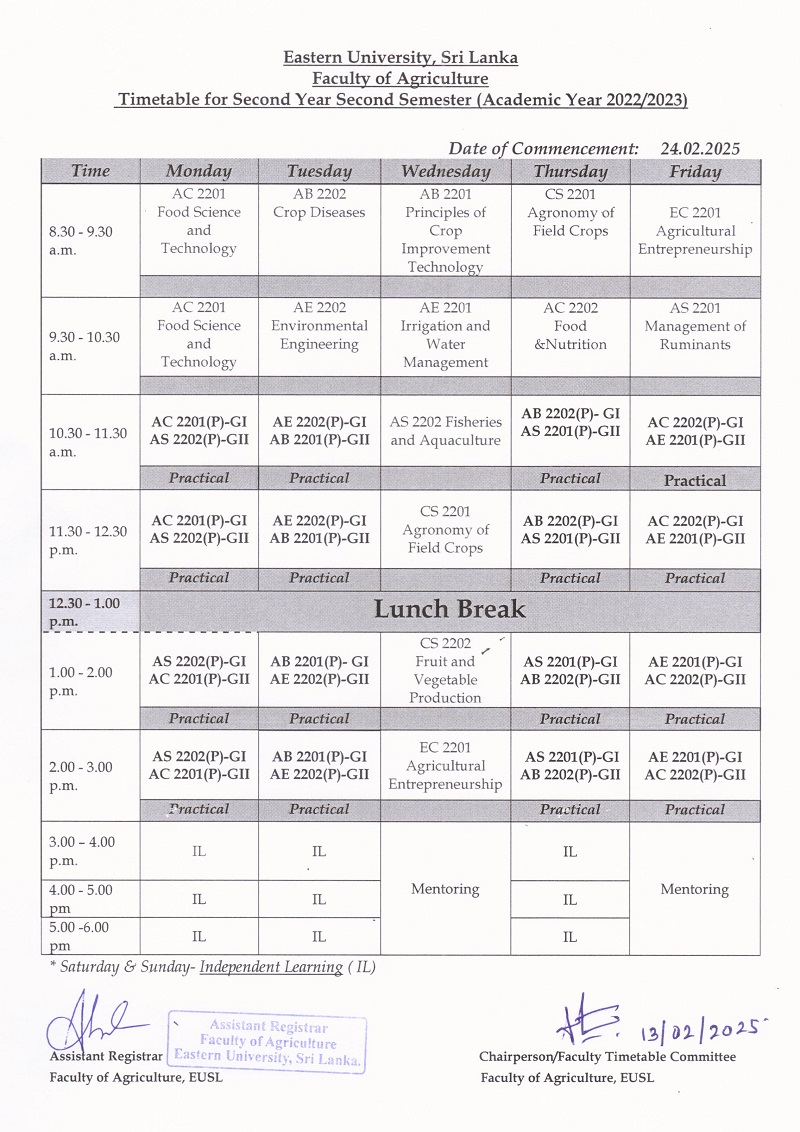  Timetable for Second Year Second Semester - 2022 - 2023.jpg